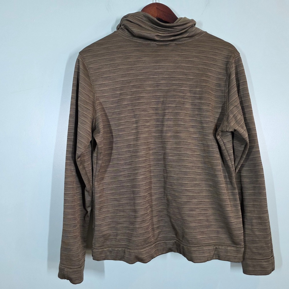 The North Face Women L Funnel Neck Fleece Pullover Olive Brown Space Dye Heather - Picture 2 of 15
